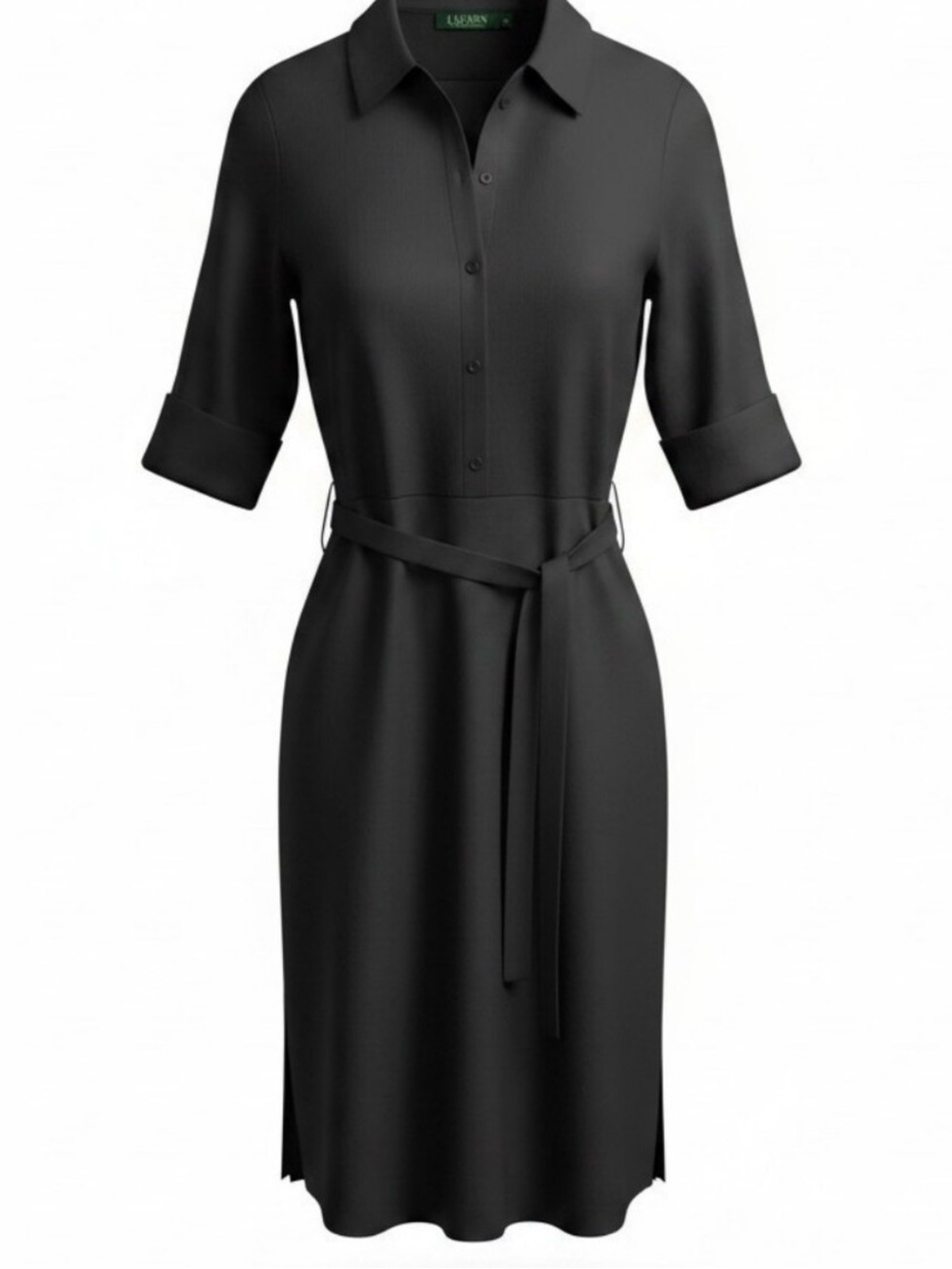 Ralph Lauren Black Midi Shirt Dress with Belt